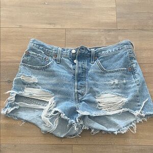 Levi's Light Blue Distressed Jean Shorts, Size 30